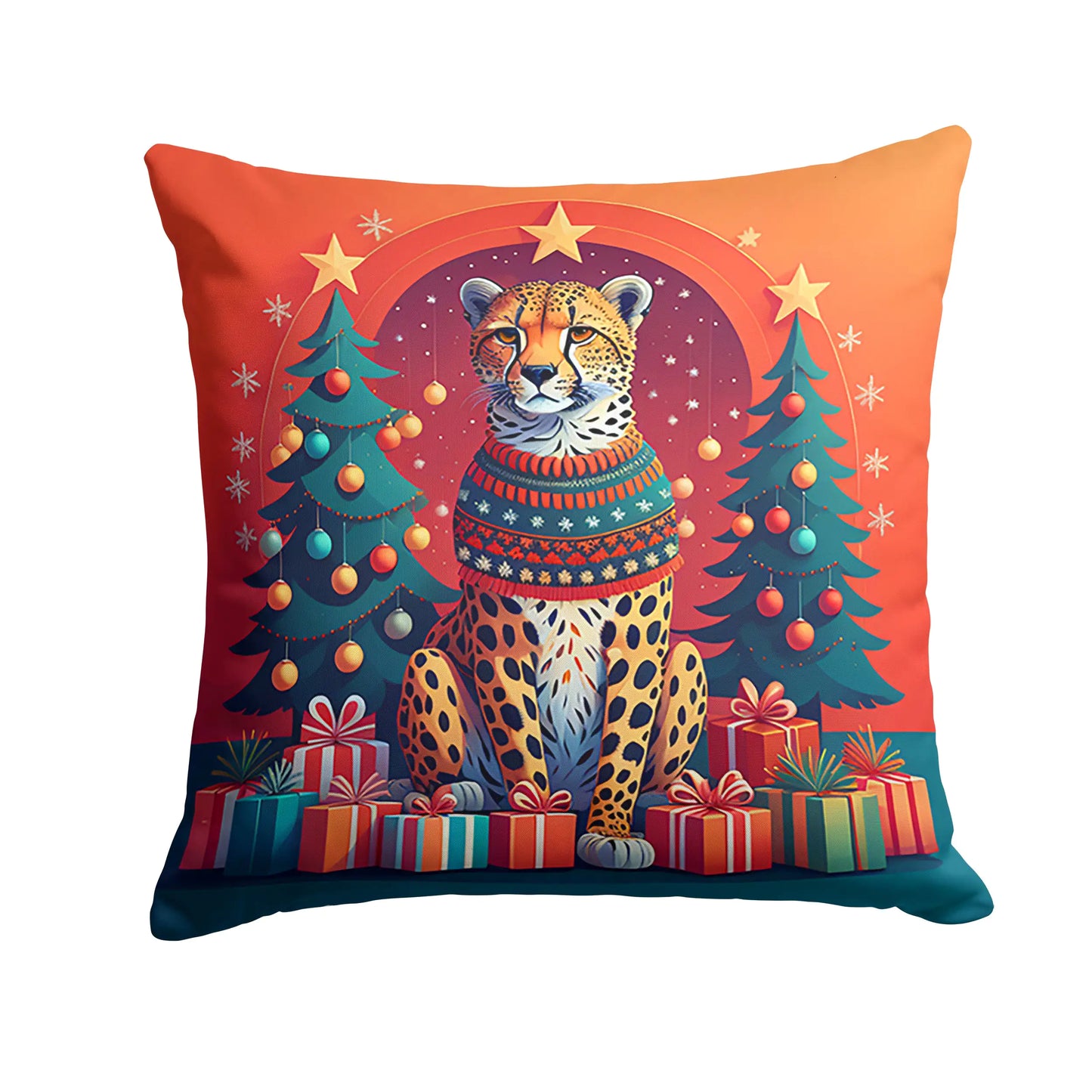 Cheetah Christmas Throw Pillow