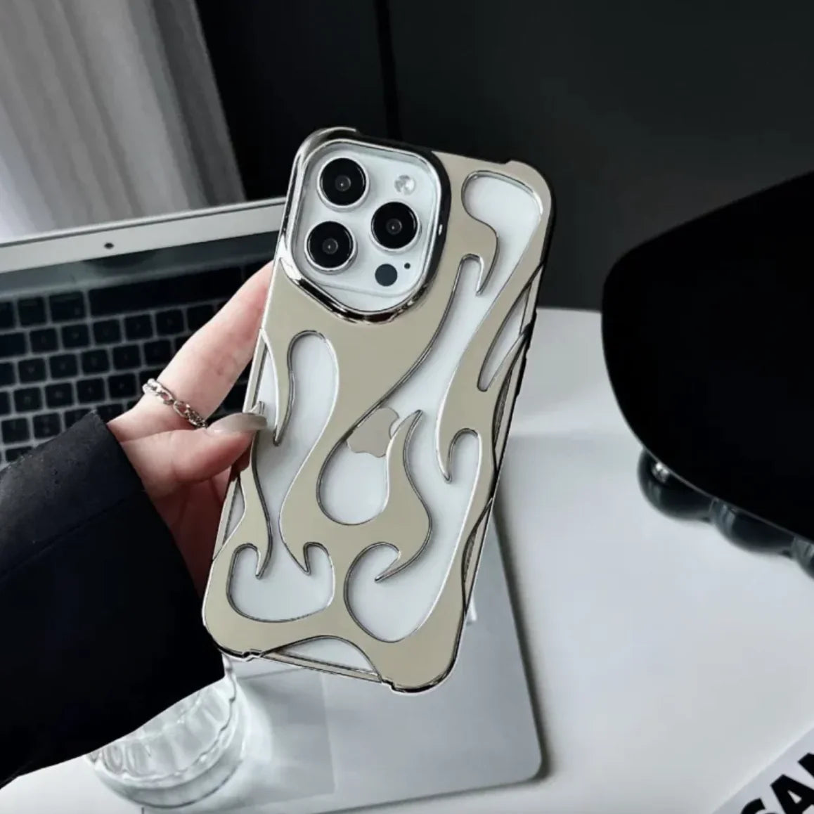 Flame Pattern Electroplated Phone Case