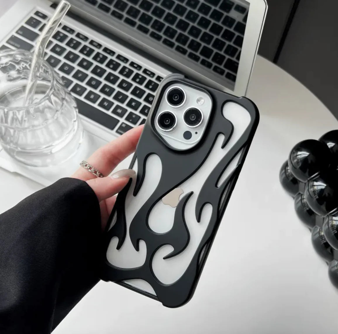 Flame Pattern Electroplated Phone Case