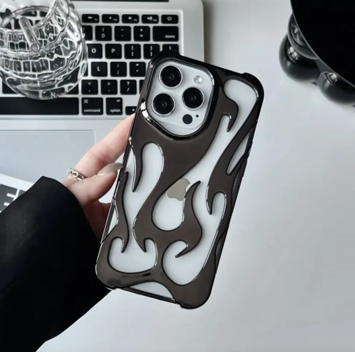 Flame Pattern Electroplated Phone Case