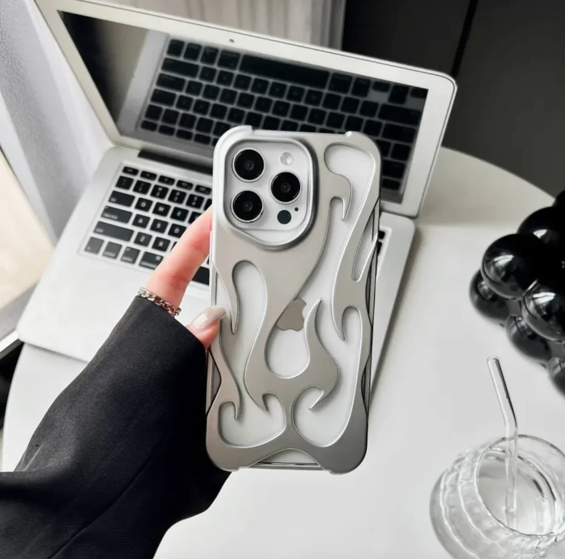 Flame Pattern Electroplated Phone Case