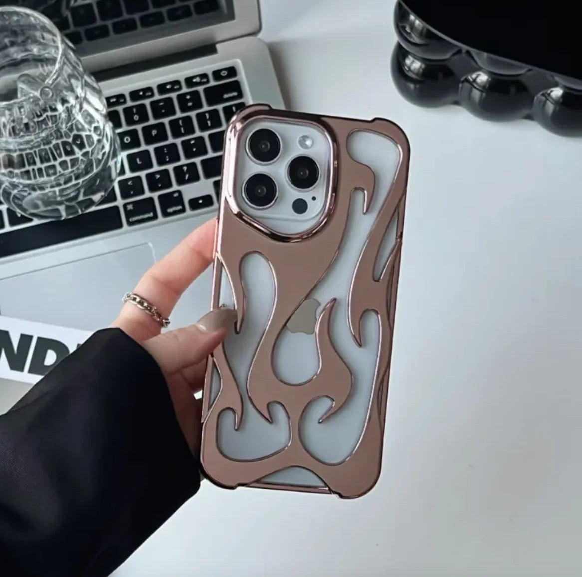 Flame Pattern Electroplated Phone Case