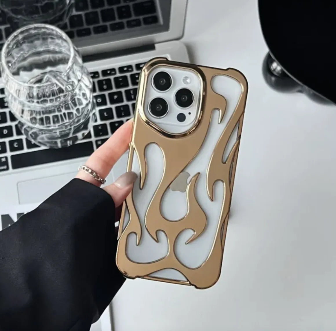 Flame Pattern Electroplated Phone Case