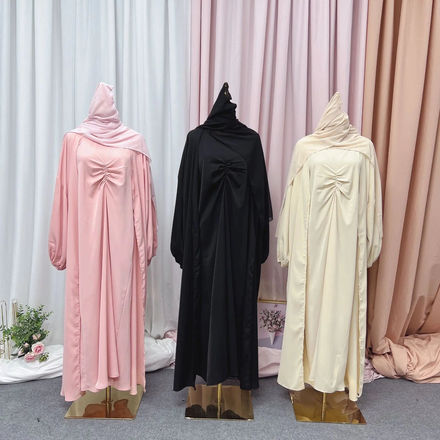 3 Piece Open Abaya Matching Set