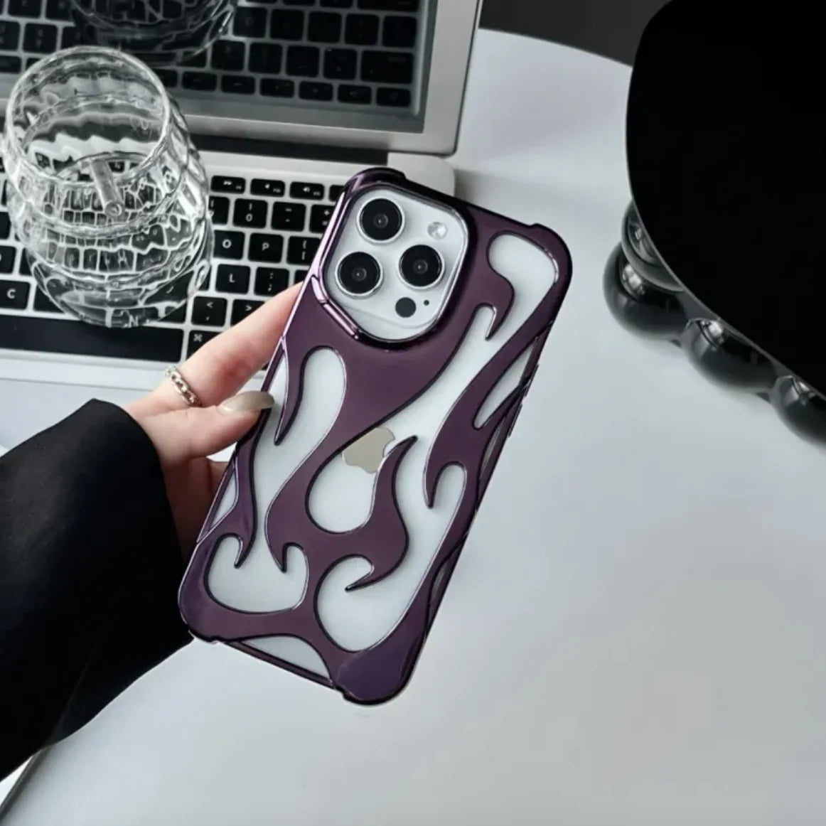 Flame Pattern Electroplated Phone Case