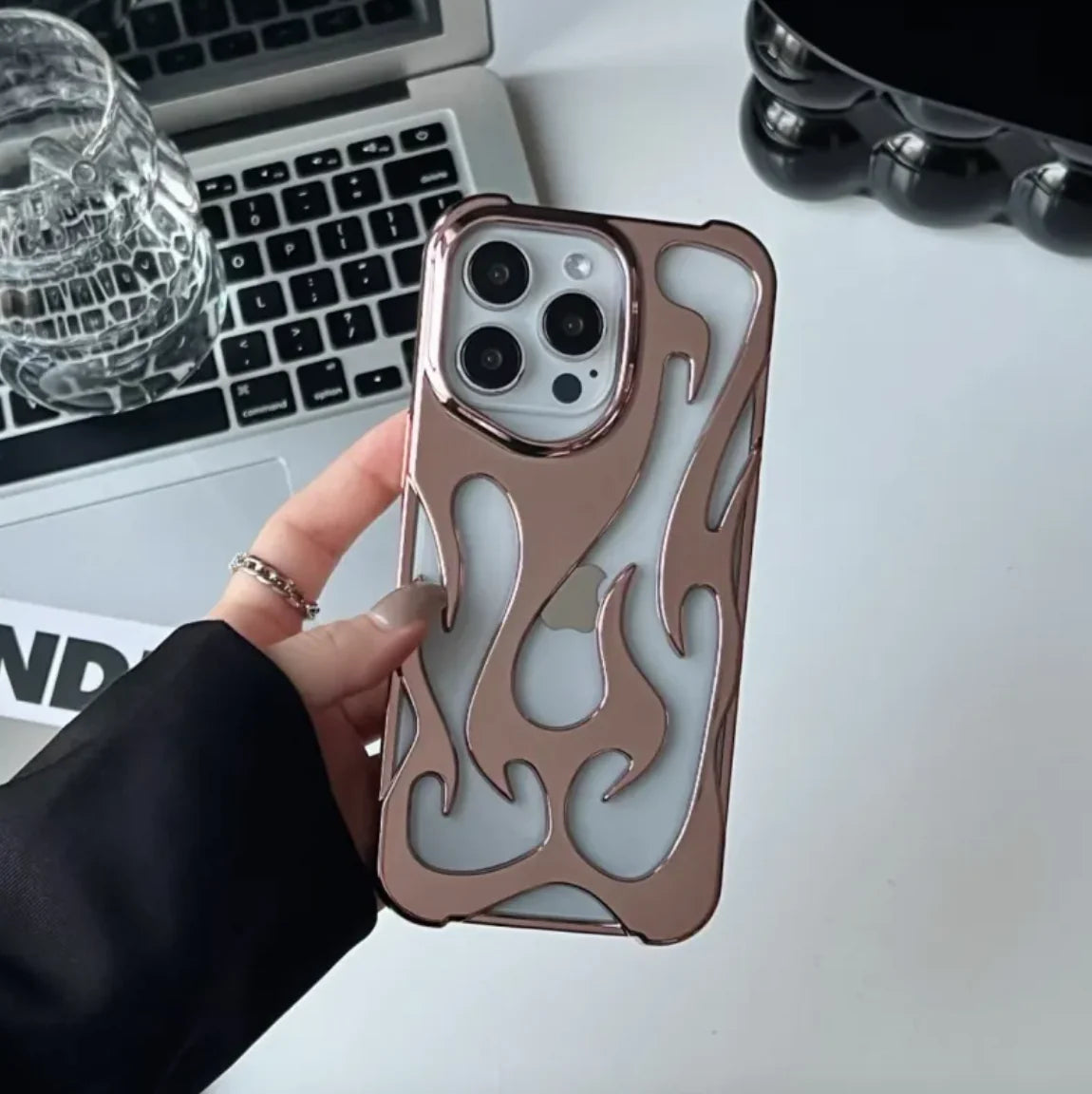 Flame Pattern Electroplated Phone Case