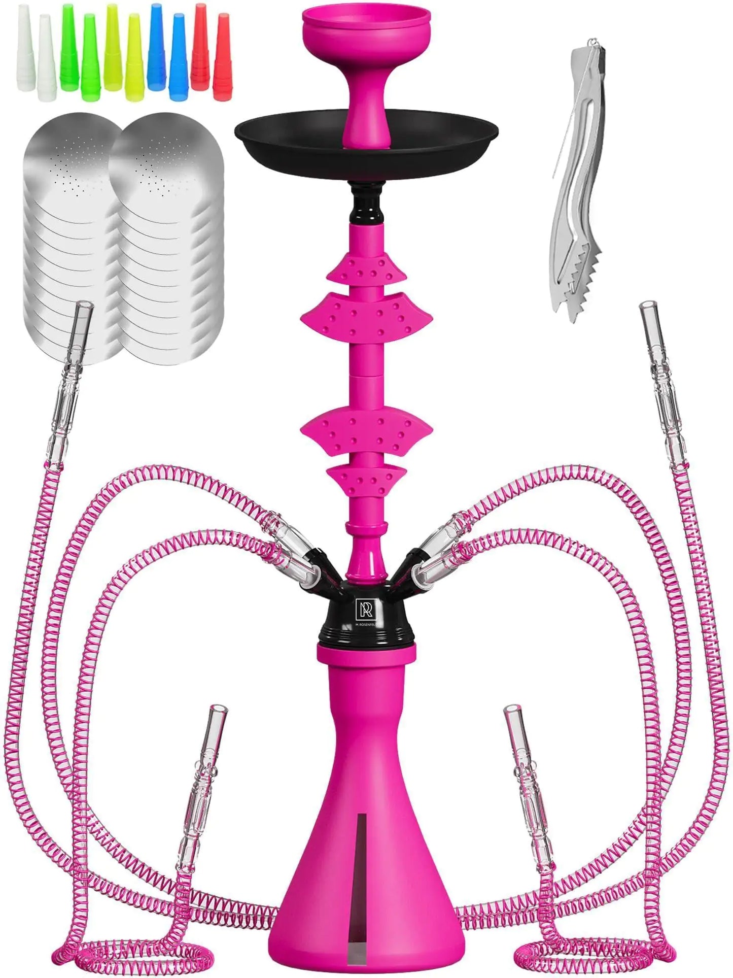 Hookah Set With Everything 4 Hose 50x Foil Big Silicone Bowl Pink Hookah Set